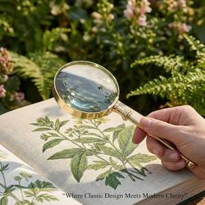 Loupe de lecture portative de luxe avec poignée en laiton massif, finition or antique, pour l'inspection de pièces de monnaie, de timbres et de bijoux - Product Image 5