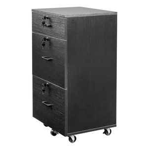 Armadietto Portadocumenti in Legno Nero Effetto Venatura con 1 Cassetto Piccolo e 2 Grandi Cassetti per Ufficio Domestico e Documenti Legali - Product Image 5