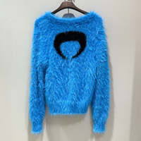 Pull en nylon personnalisable OEM pour femme, col en V, décontracté, hiver, jacquard duveteux, léger, manches longues, chaud, anti-plis