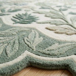 Alfombra de Lana con Diseño Floral de Hojas Botánicas, Hecha a Mano, para Sala de Estar o Dormitorio, Antideslizante, Duradera, Decoración de Lujo para el Hogar - Product Image 4