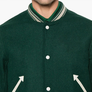 Veste de sport verte pour homme avec logo blanc imprimé, col rabattu, coupe classique, pour l'automne - Product Image 5