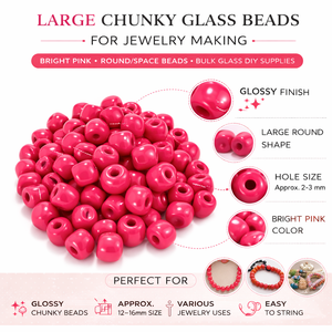 Grandes perles rondes en verre épais pour la fabrication de bijoux, perles intercalaires rouges en vrac en boîte pour la création de colliers et de bracelets - Product Image 6