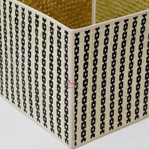 Handwoven Seagrass Square Storage <b>Cube</b> Foldable Closet Organizer Bin with Pattern - Product Image 3