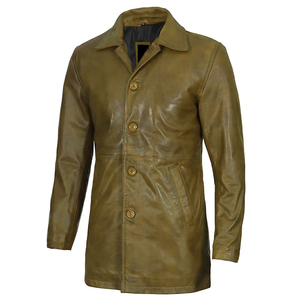 HARAZ INTERNATIONAL HRZ-417 Luxury <b>Men's</b> Genuine Leather Coat | <b>Long</b> Leather Overcoat Winter High Street Style OEM ODM Custom - Product Image 1
