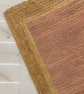 Tapis en jute rose tissé à la main style bohème chic, tapis de zone en fibres naturelles style ferme, décoration de sol rustique - Product Image 4