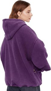 Sweat à capuche personnalisé avec logo, doublure en sherpa, style décontracté, coupe oversize, effet délavé, en molleton sherpa de luxe - Product Image 3