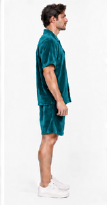soft velour <b>shirt</b> shorts summer combination relaxed fit breathable material wholesale unisex <b>velvet</b> <b>shirt</b> and short casual - Product Image 2