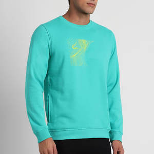 Sudadera Personalizada para Hombre, Color Verde Menta, Felpa de Algodón, Corte Ajustado, Cuello Redondo, Ropa Urbana, Deportiva Informal de Alta Calidad - Product Image 6