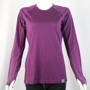 Women 100% <b>Merino</b> <b>Wool</b> Long Sleeve Crew Neck T-Shirt XL Print Pattern Hiking Base Layer With Logo Decoration for Women Girls - Product Image 1