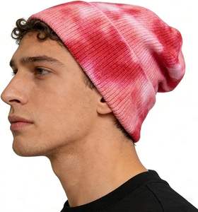 Bonnet en laine tie-dye pour femme, collection automne-hiver, avec franges rayées et fil pointu, chaud et idéal pour les activités de plein air et les voyages - Product Image 3