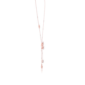 Pendentif en or rose avec diamants de laboratoire taille brillant rond, collier de mariage romantique pour femme en or 14 carats - Product Image 2