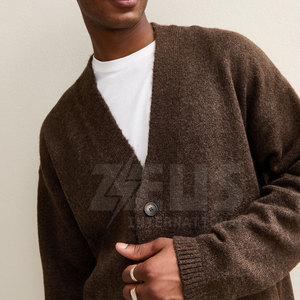Cárdigan de Hombre de Punto Acanalado con Cierre de Botones Clásico de Primera Calidad, Manga Larga, Color Liso, Cuello en V, Tela Suave, Estilo Casual de Negocios - Product Image 4