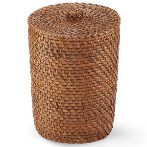 Cubo de basura decorativo de ratán con soporte interior resistente y acabado liso para interiores de hoteles, resorts y restaurantes. - Product Image 6