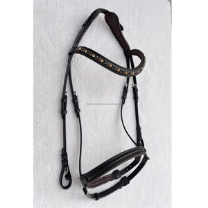 Cabellera de cuero de alta calidad para caballo, tocado anatómico con banda para la frente en forma de U de cristal, estilo de sillín occidental - Product Image 4