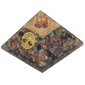 Vente en gros de pyramides d'orgonite en vrac Pyramides d'orgone multi-tourmalines Agate Pierre naturelle Protection énergétique Chakra Cristal équilibrant - Product Image 4