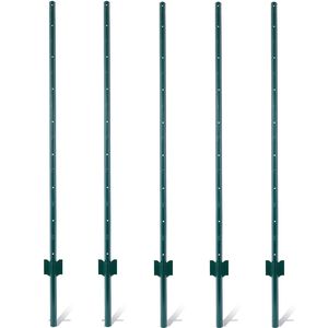Heavy Duty Metal Fence Post U Channel 5Feet 5Pack Steel Garden <b>Wire</b> Fence Corner Durable U Post for Fencing <b>Trellis</b> & Gates - Product Image 1