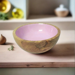 Bol en bois contemporain pour servir la soupe, les aliments, les noix, accessoires de cuisine pour la maison, mariage, décoration de table à manger, bols à salade - Product Image 6