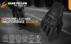 Gants de moto en cuir pleine fleur de qualité supérieure - Compatibles avec les écrans tactiles, respirants, équipement de protection pour le sport, légers - Product Image 5