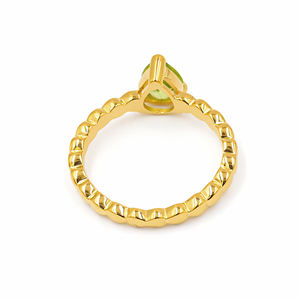 แหวนเงินแท้ 925 รูปทรงลูกแพร์ประดับเพอริดอท ชุบทองและโรเดียม ดีไซน์ทันสมัย - Product Image 5