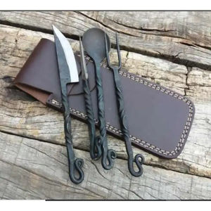 มีดครัวเหล็กกล้าคาร์บอนทำมือแบบกำหนดเอง Burraq DIY OEM  ตีขึ้นรูปด้วยมือ สไตล์วินเทจยุคกลาง ปรับแต่งได้ ใบมีด 1 ใบ ขนาดมาตรฐาน - Product Image 6