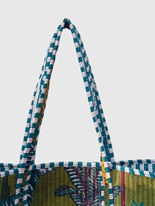 Bohemian Cotton Tote Bag With <b>Leopard</b> <b>Print</b> Embroidery Open Top Design For Summer Beach Use - Product Image 3