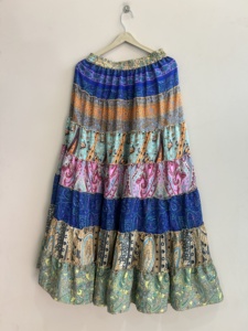 Wholesale Lot Of Flared Frill Round Skartered <b>skirt</b> For Women Silk Summer <b>Skirt</b> Long Maxi <b>Skirt</b> - Product Image 5