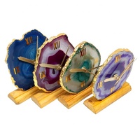 Vente en gros de tranches de pierre d'agate naturelle magnifique, en forme de boule, de globe ou de forme irrégulière, faites à la main, avec support en bois, style décoratif et romantique