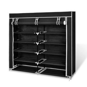 Scarpiera in tessuto nero con copertura 45 \ "X 11 \" X 43 \ "scatole da scarpe con capacità 45 paia e organizzatore - Product Image 1