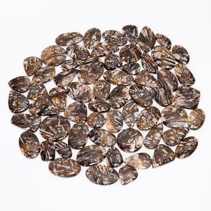 Pierres précieuses brutes en cabochon mélange de formes polies brun naturel pour la fabrication de bijoux en gros - Product Image 1