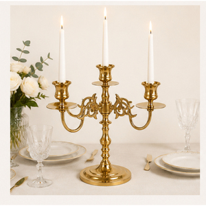 Candélabre de luxe doré à 5 bras, style vintage, en métal, pour centre de table de mariage, décoration d'hôtel, de restaurant et de fête - Product Image 4