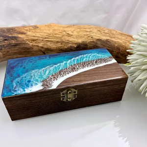 Caja de Resina Azul Hecha a Mano, Elegante Solución de Almacenamiento con Diseños de Comida, Frutas y Ángeles - Product Image 1