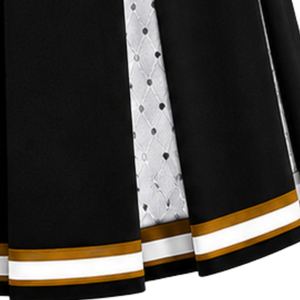 Black <b>White</b> Gold Womens Pleated Cheerleading <b>Skirt</b> High Waist Athletic Team Performance Dance Sports Cheer Uniform <b>Skirt</b> - Product Image 5