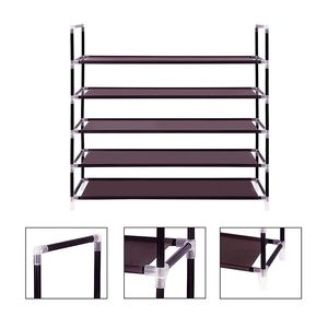 Scarpiera a 5 Ripiani in Tessuto Non Tessuto con Maniglia, Montaggio Semplice, Marrone Scuro - Per Uso Domestico! - Product Image 5