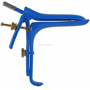 Graves Vaginal Speculum with Smoke Evacuation Tube Stainless Steel Blue Insulated Gynecology Surgical Reusable <b>Laparoscopic</b> Tool - Product Image 1