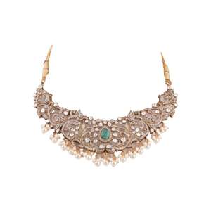 Conjunto de collar y aretes de lujo elaborado en plata de ley Gajaah 925 para novias y ocasiones festivas. - Product Image 2