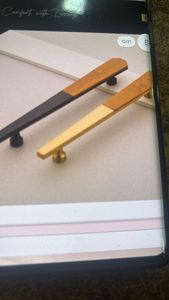 Wood <b>Cabinet</b> Handles Minimalist Furniture <b>Knobs</b> Solid Natural Finish Drawer Pulls Wardrobe Kitchen Hardware Modern Interior Grip - Product Image 3