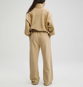 Sudadera con cremallera extragrande personalizada OEM para mujer, de algodón polar, con hombros caídos, cuello tipo embudo, de alta calidad - Product Image 5