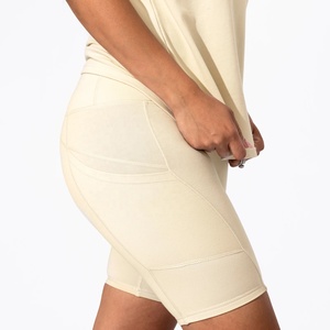 Ensemble 2 pièces pour femmes, haut à manches courtes en tricot ample avec short au-dessus du genou, couleur unie, respirant, vêtements décontractés, printemps été - Product Image 5