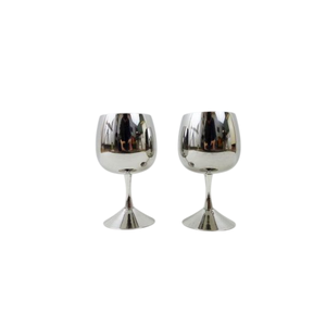 Set of 2 Unbreakable Stainless Steel Wine <b>Goblets</b> Shatterproof Metal Wine Glasses For Parties Premium Food-Grade Polished Silver - Product Image 1