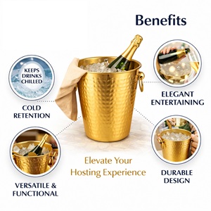 Cubo para Vino de Acero Inoxidable |   Cubo de Hielo para Vino y Cerveza |   Enfriador de Bebidas de Doble Asa Estilo Americano para Fiestas y Bares - Product Image 5