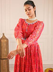 Vestido Casual de Verano 2026, Estilo Chino, Estampado Floral, para Mujer, Talla Grande, Cuello Redondo, Tela de Muselina Suave, Mangas 3/4 Abullonadas - Product Image 6