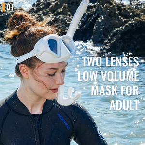 Máscara de Buceo de Doble Lente Aropec, Vidrio Templado de 4.0 mm, Silicona, Juego de Aletas de Buceo para Adultos, Antivaho, Impermeable - Product Image 2