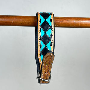 2025 New Checkered Pattern Hand Tooled Genuine Leather Dog Collar Wholesale Design Personalized Adjustable Durable Pet Collars - Product Image 6