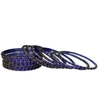 Pulseras de Cristal con Diseño de Gota de Lluvia Estilo Kashmiri, Bañadas en Oro, Color Azul Oscuro, con Detalles en Oro, Ligeras, para Bodas, a Precio de Mayoreo, Tendencia Actual