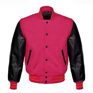 Pink <b>Velvet</b> Letterman <b>Jacket</b> Leather Sleeve Bomber <b>Jacket</b> Ribbed Collar and Cuff <b>Men's</b> Outerwear - Product Image 4