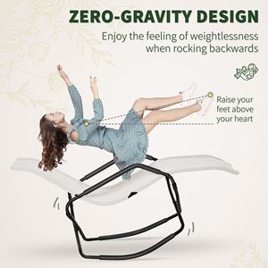 Sdraio a Dondolo Zero Gravity Bianco Crema, Design Moderno, Sedia in Rete per Arredamento Esterno, Giardino o Spiaggia - Product Image 5