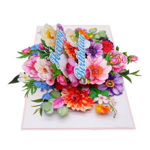 Tarjeta de Cumpleaños 3D Pop-up, Tarjeta de Felicitación de Papel Hecha a Mano, Floral Colorida, Feliz Cumpleaños, Impresión Digital, Barnizado UV, Fabricante - Product Image 2