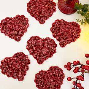 Affordable <b>Beaded</b> Table <b>Coasters</b> with Intricate Embroidery Work for Home Entertaining, Party Serving, Dining Decor - Product Image 6