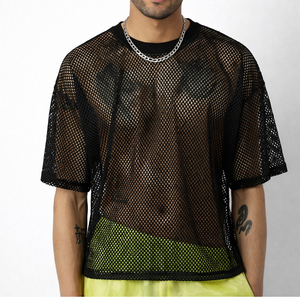 T-shirt en maille pour homme, coupe ample, respirant, séchage rapide, streetwear, t-shirts de sport, 100% polyester, toutes saisons, OEM ODM, vente en gros - Product Image 4