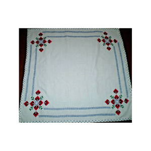 Rustic Inspired 100% Cotton Embroidered Golden Rose 4ft Tablecloth for Trendy Gatherings Affordable Machine Washable Features - Product Image 2
